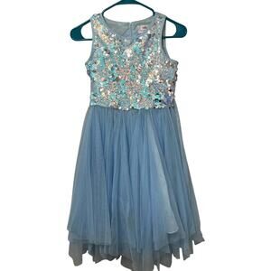 Justice Sequence Dress‎ Sz 12 Double Lining Blue Gorgeous Glamorous